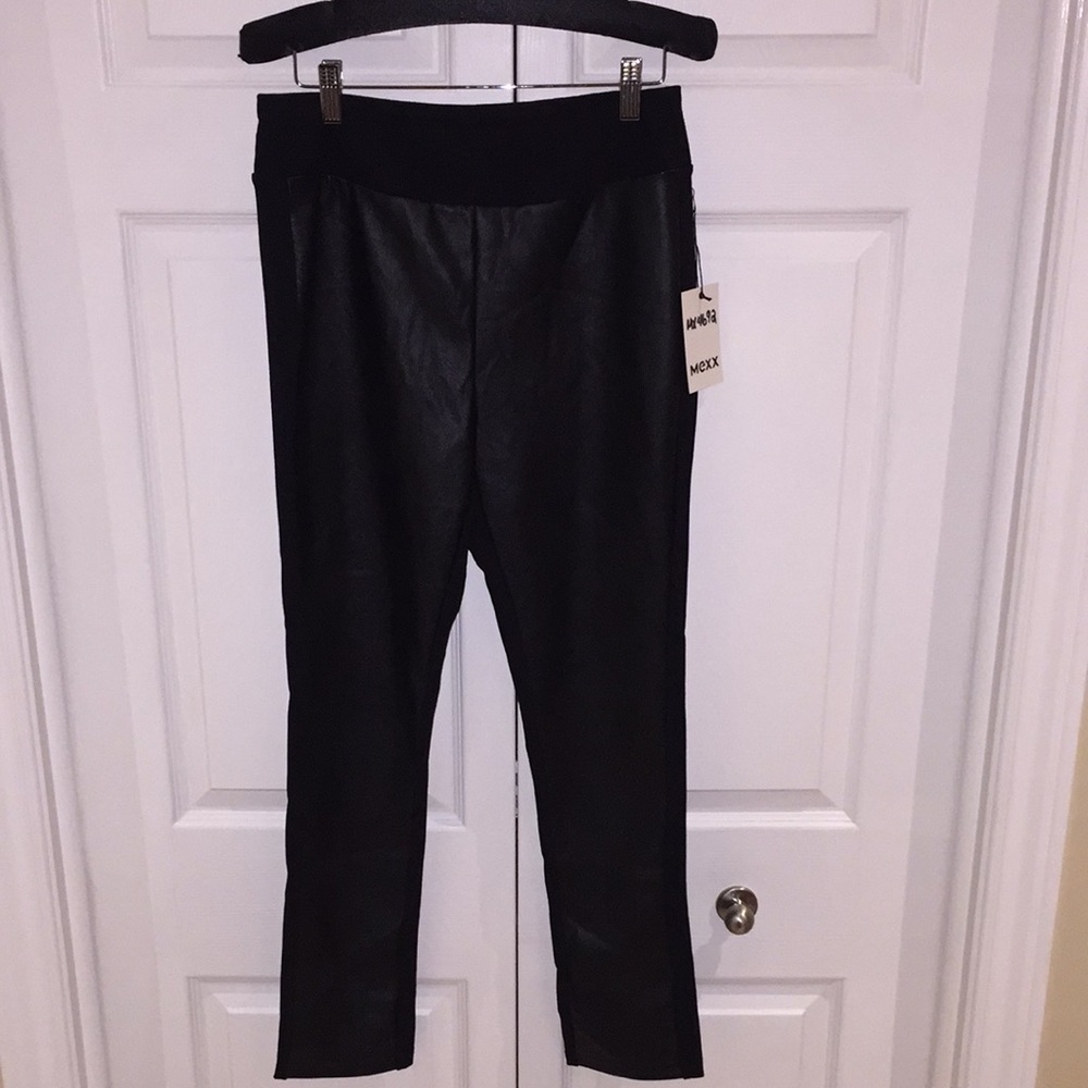 Mexx Ladies Skinny Pants Leather Look Black Size Medium